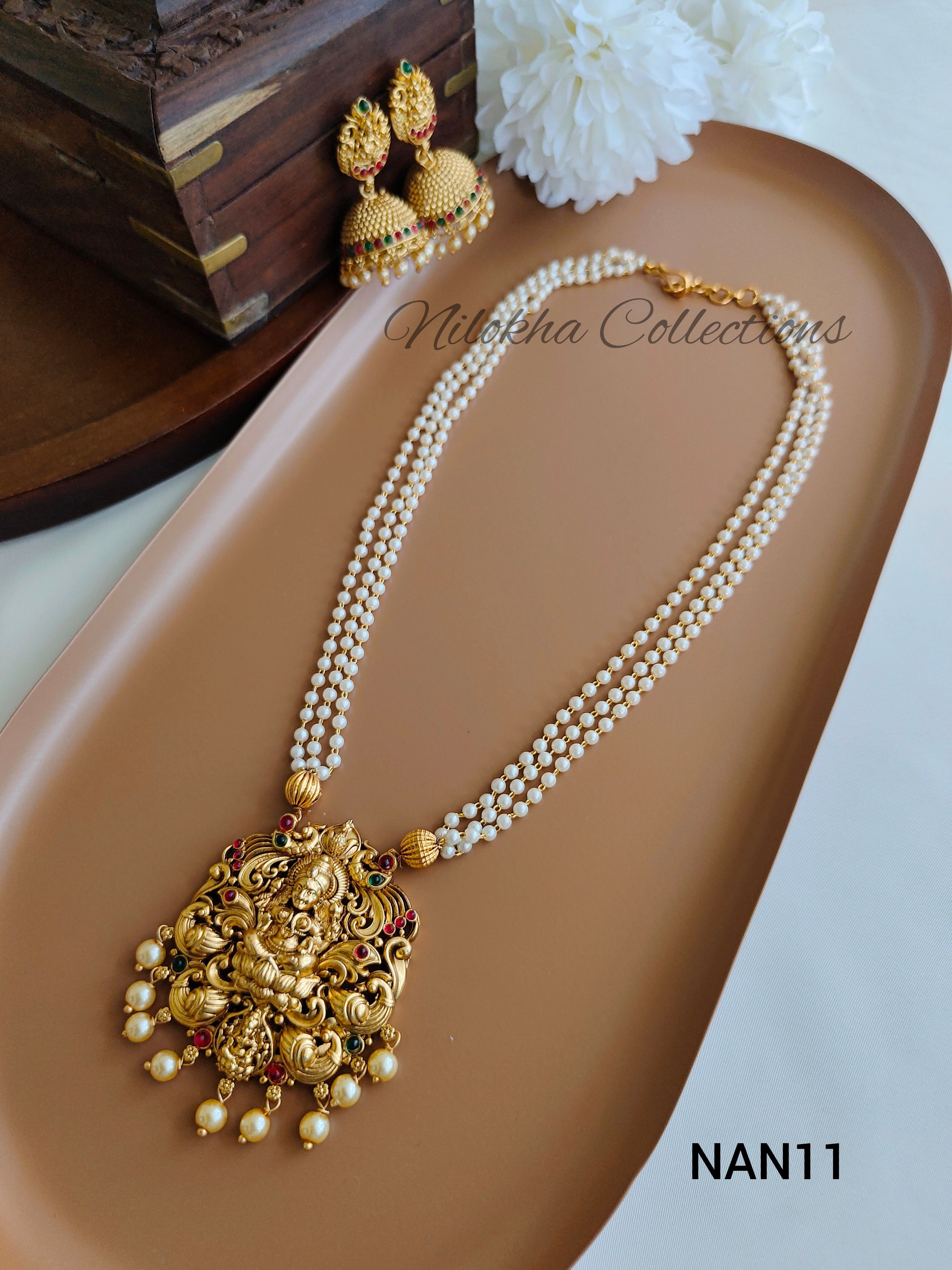 Pearl haaram with idol pendant | NAN11