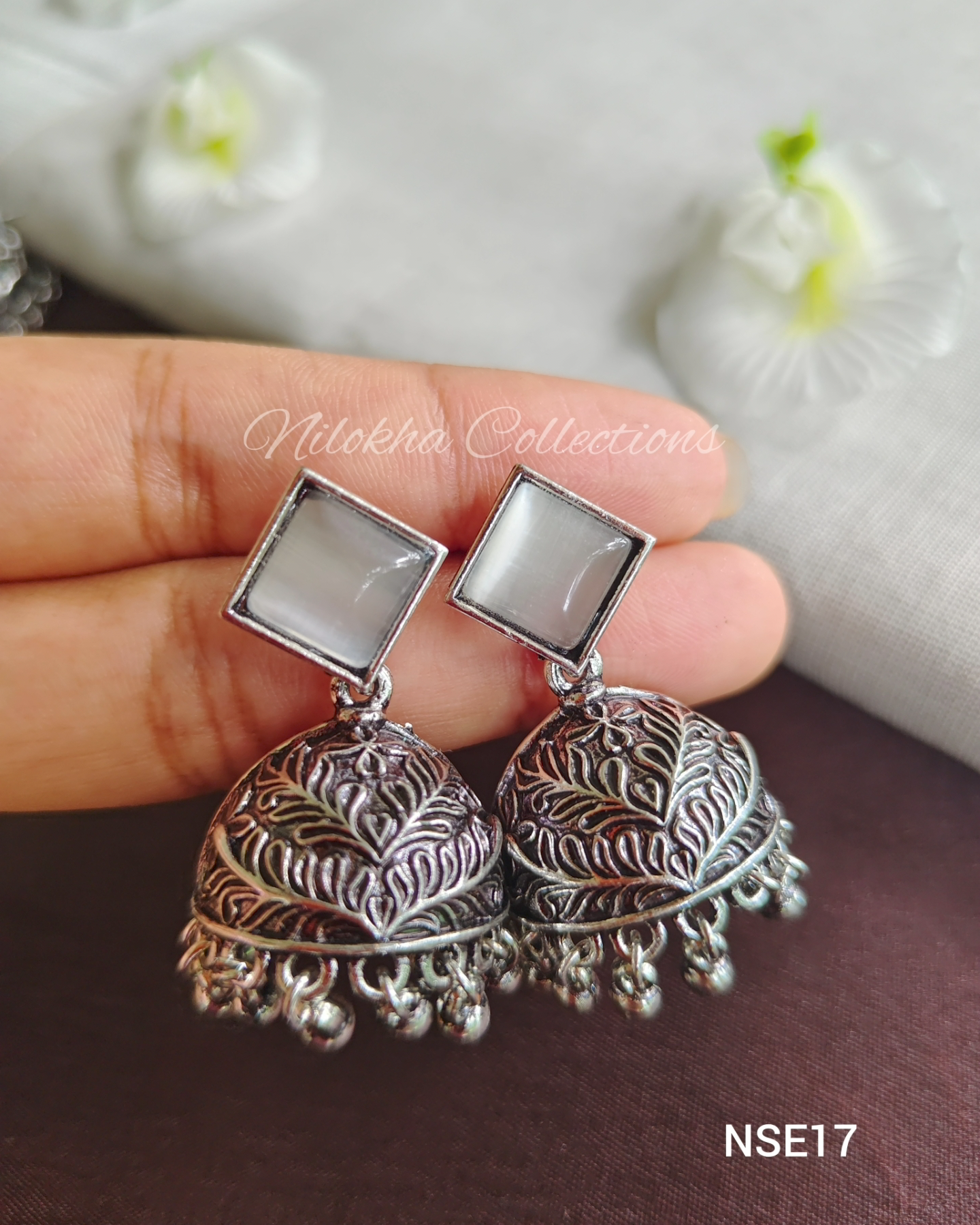 White stone jhumkas | NSE17