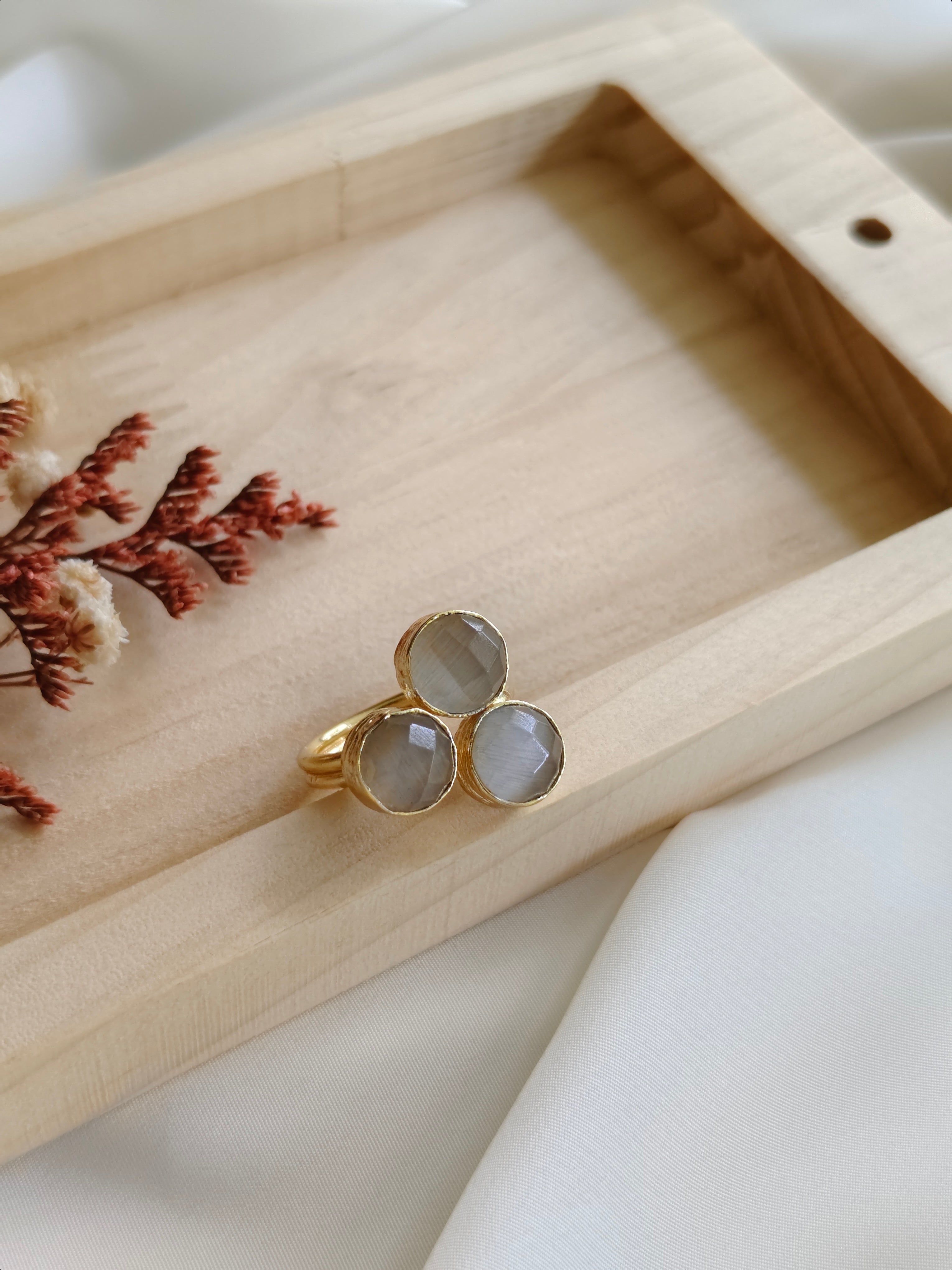Tri-stone finger rings | NGR02