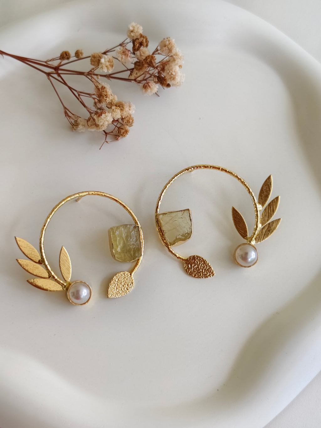 Natural stone earrings with pearls | NGE34