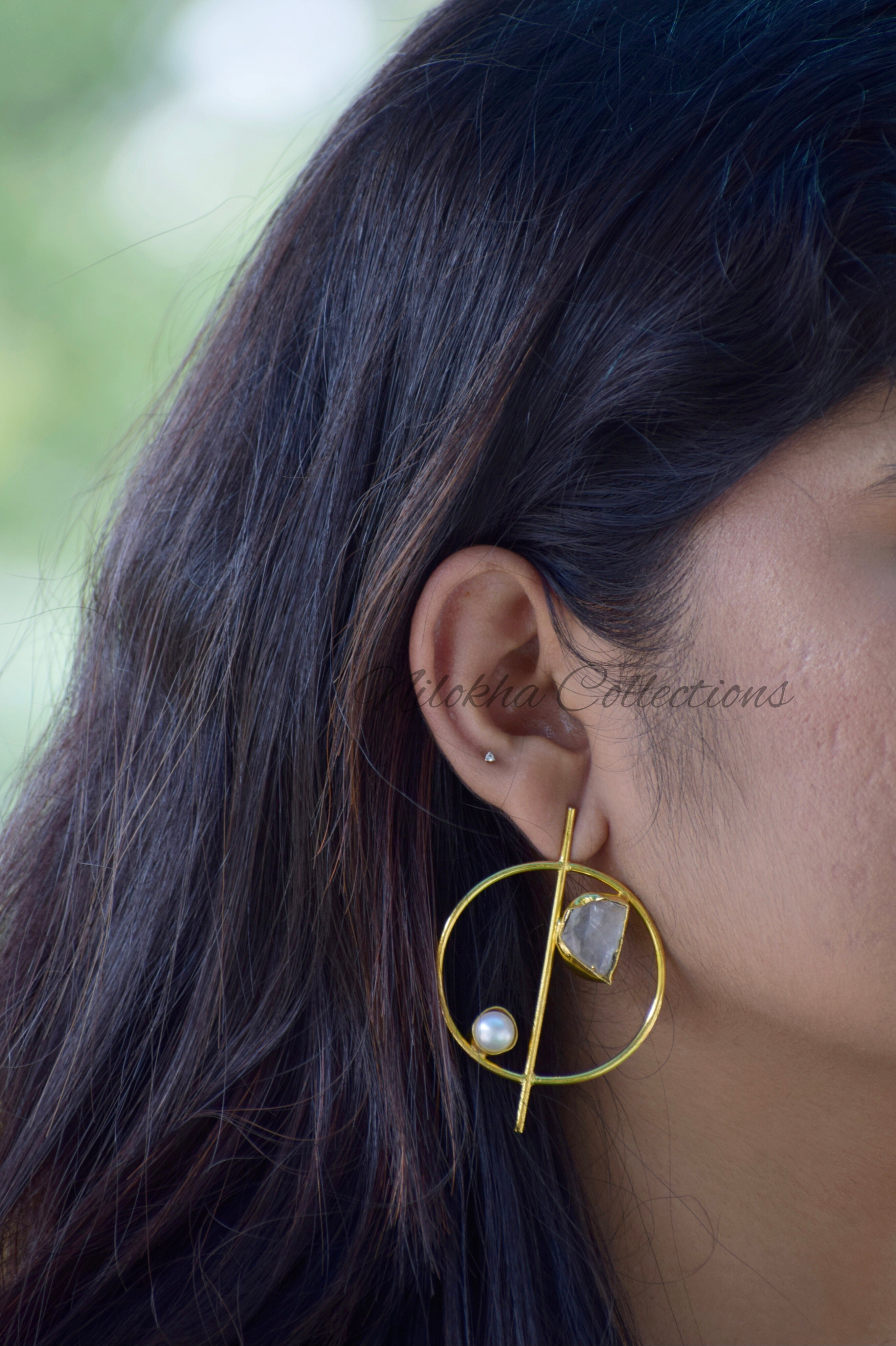 Natural stone earrings with pearls | NGE35