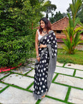 Black and white mul cotton saree | NCB02