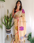 Elephant patched cotton saree | NCC14