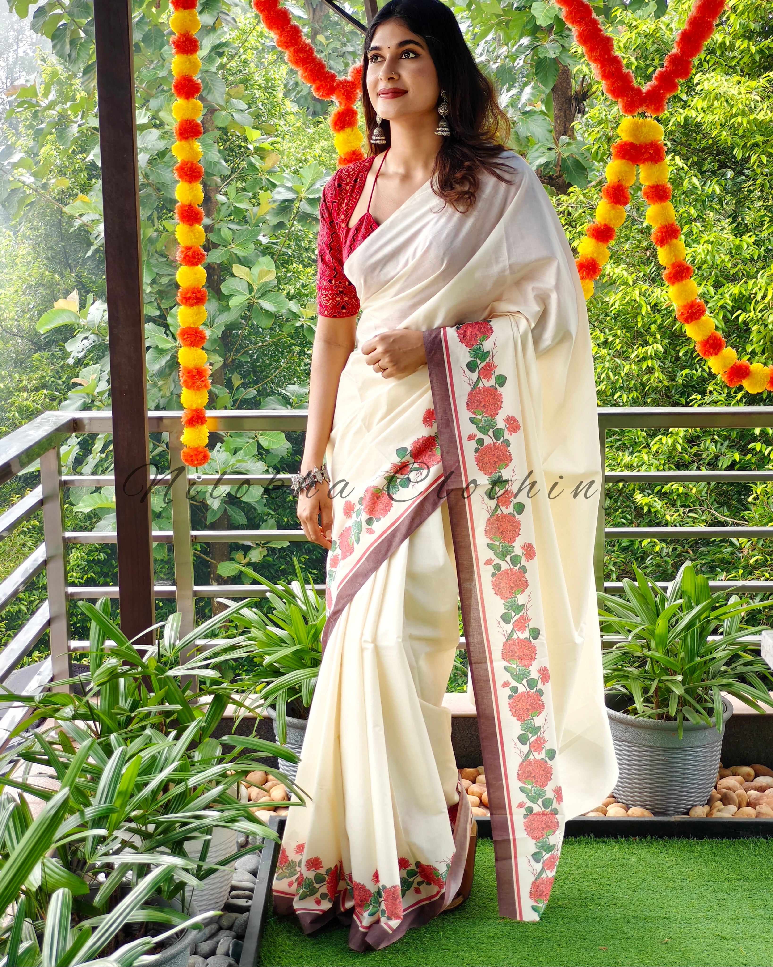 Chethi patterned kerala saree | NCO07