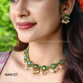 Lotus necklace set with pearls | NAN127