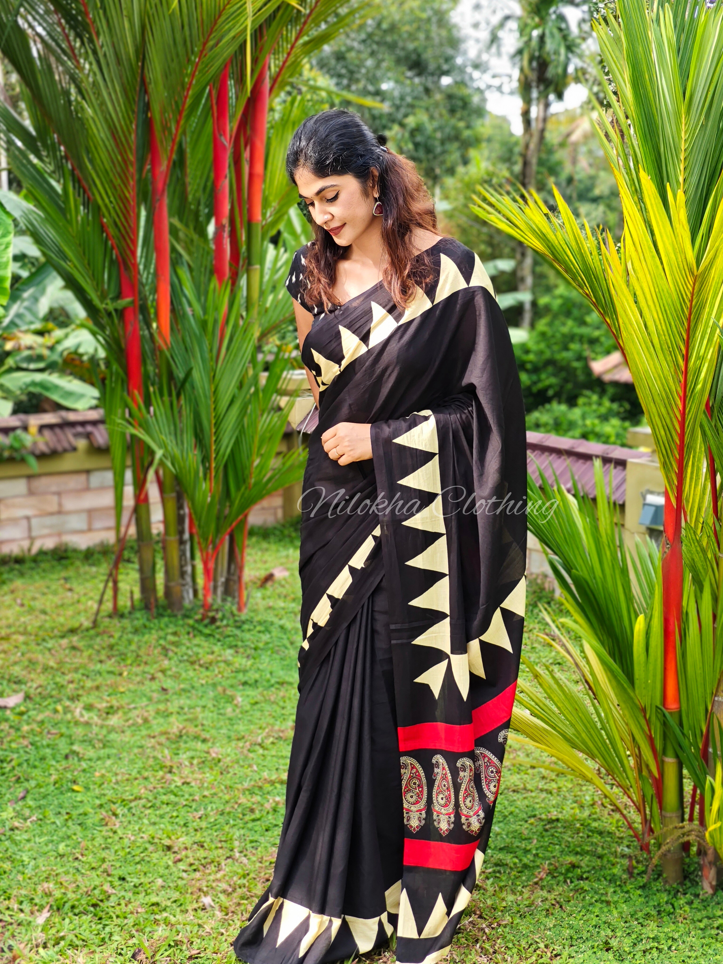 Mul cotton saree with temple border | NCB11