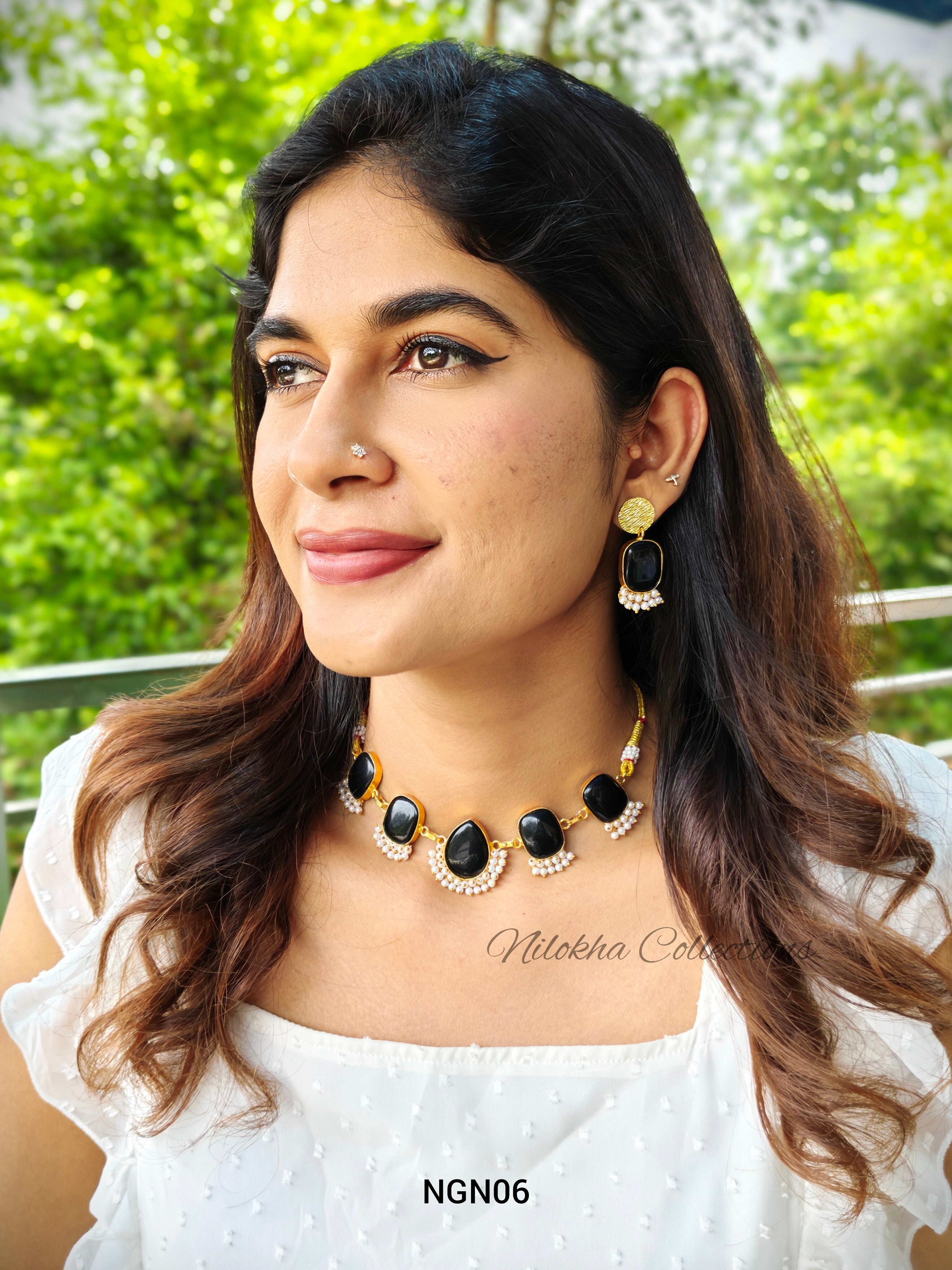 Monalisa necklace set with ghungroo pearls | NGN06