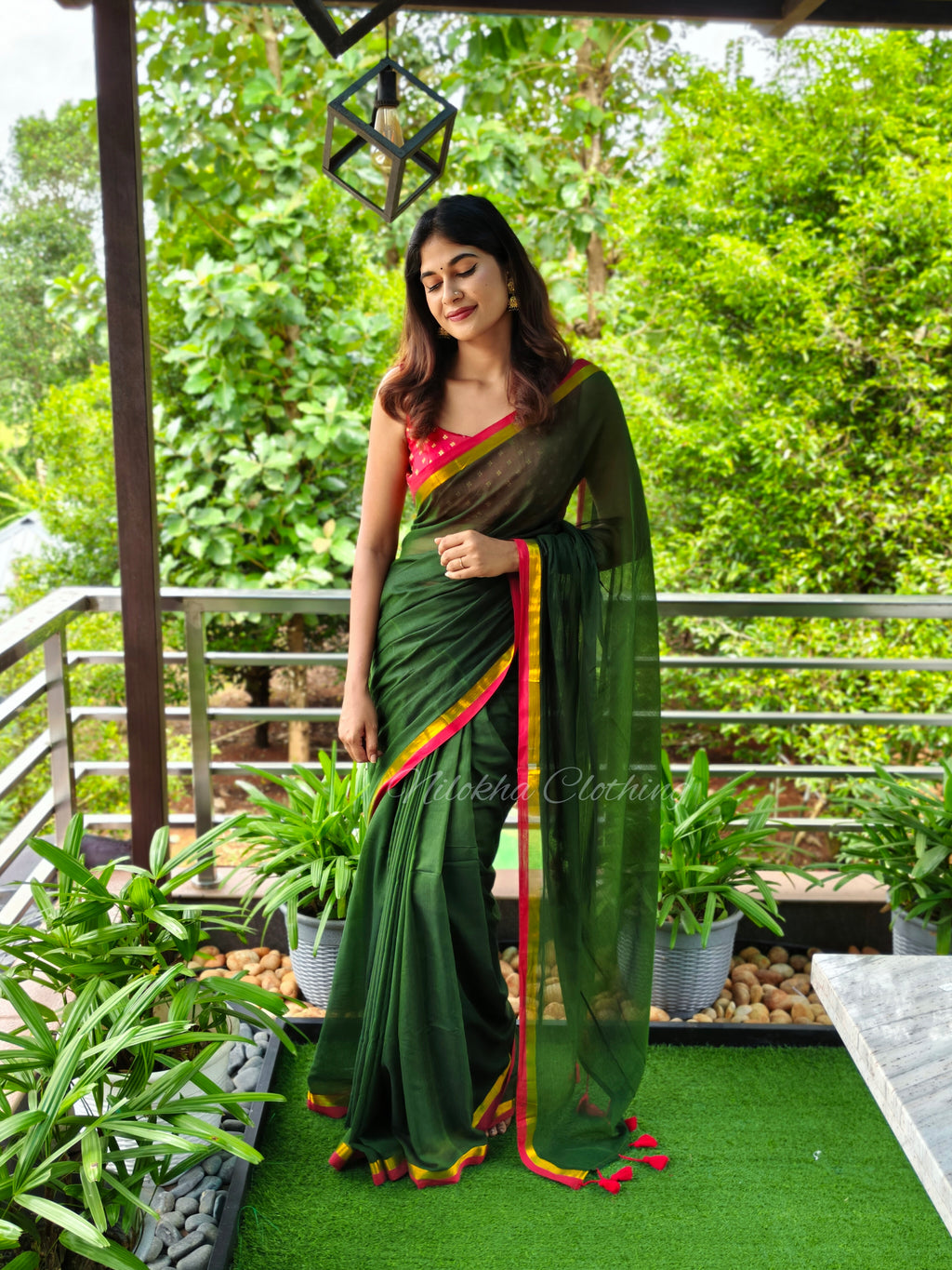 120 count mul cotton saree with zari border | NCC23