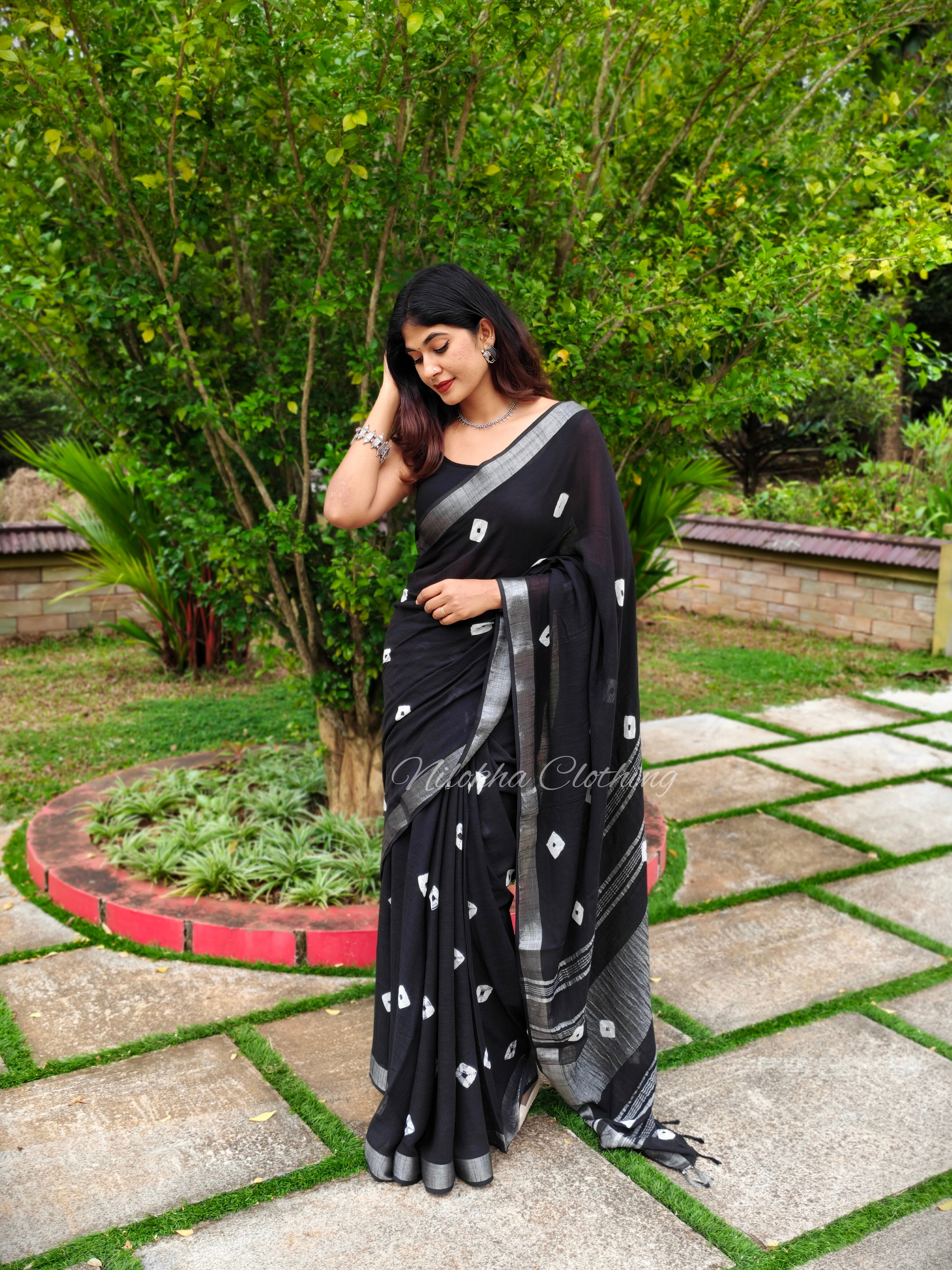 Bandhani linen cotton saree | NCC08