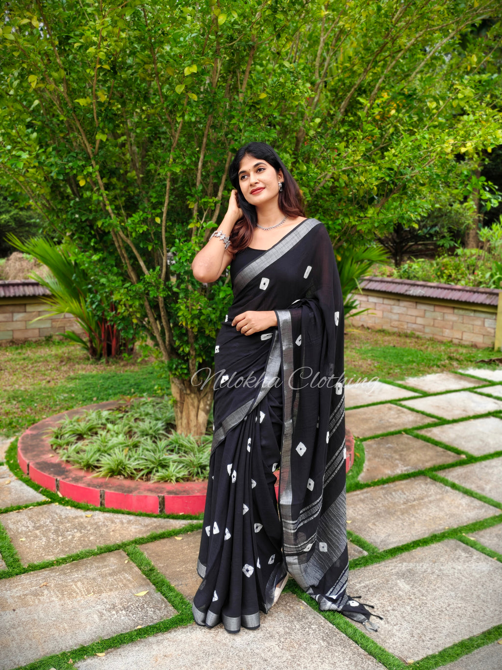 Bandhani linen cotton saree | NCC08