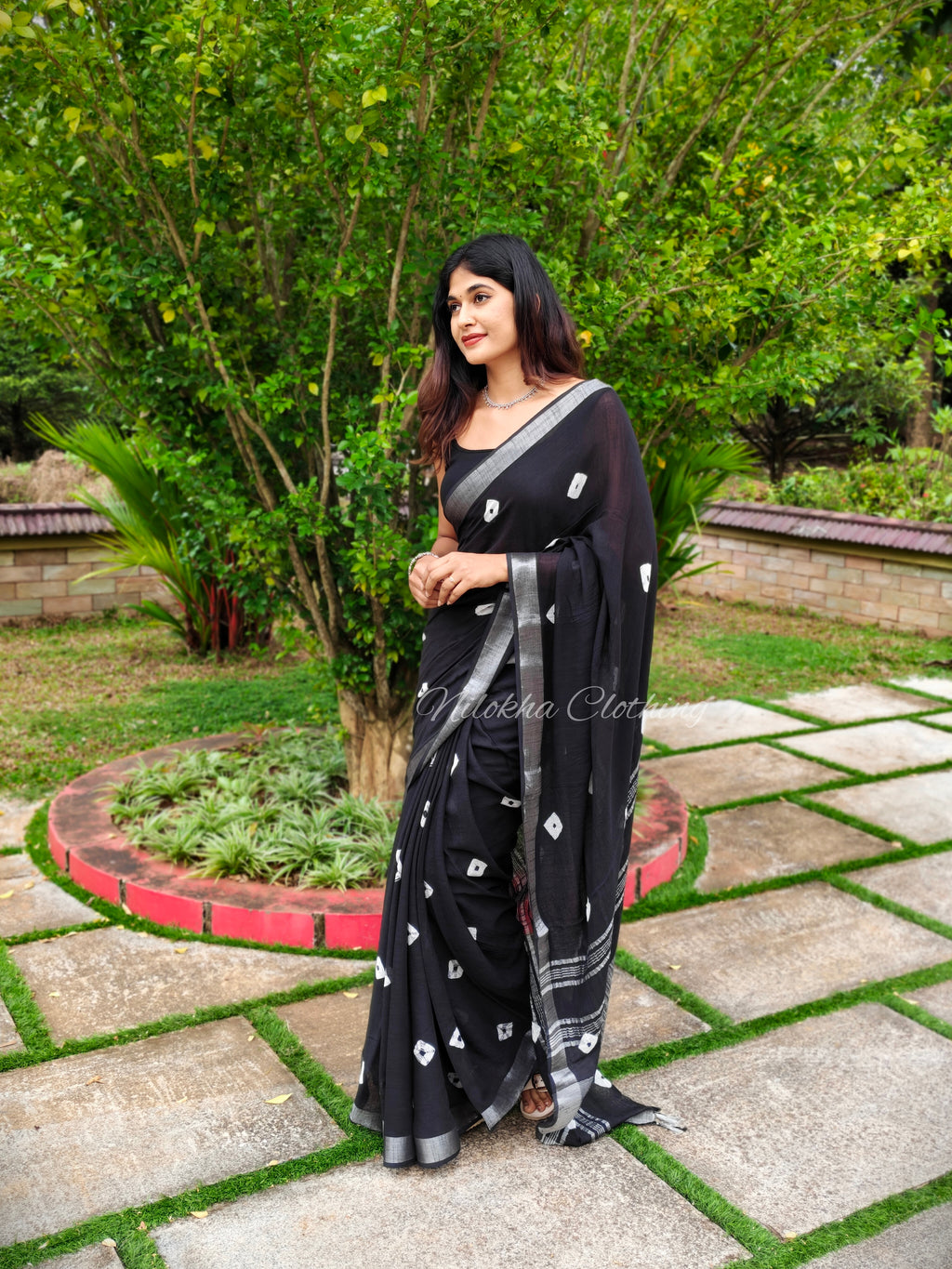 Bandhani linen cotton saree | NCC08