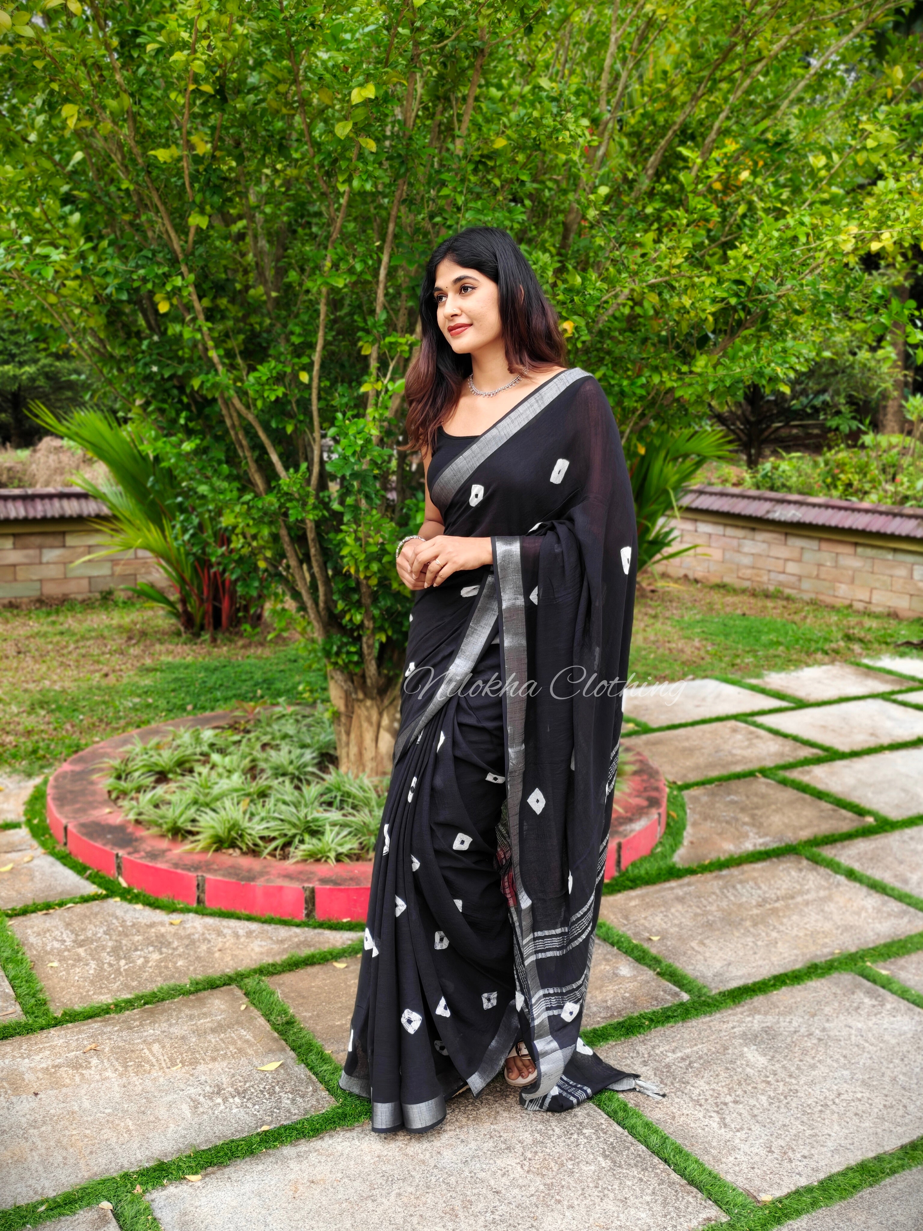 Bandhani linen cotton saree | NCC08