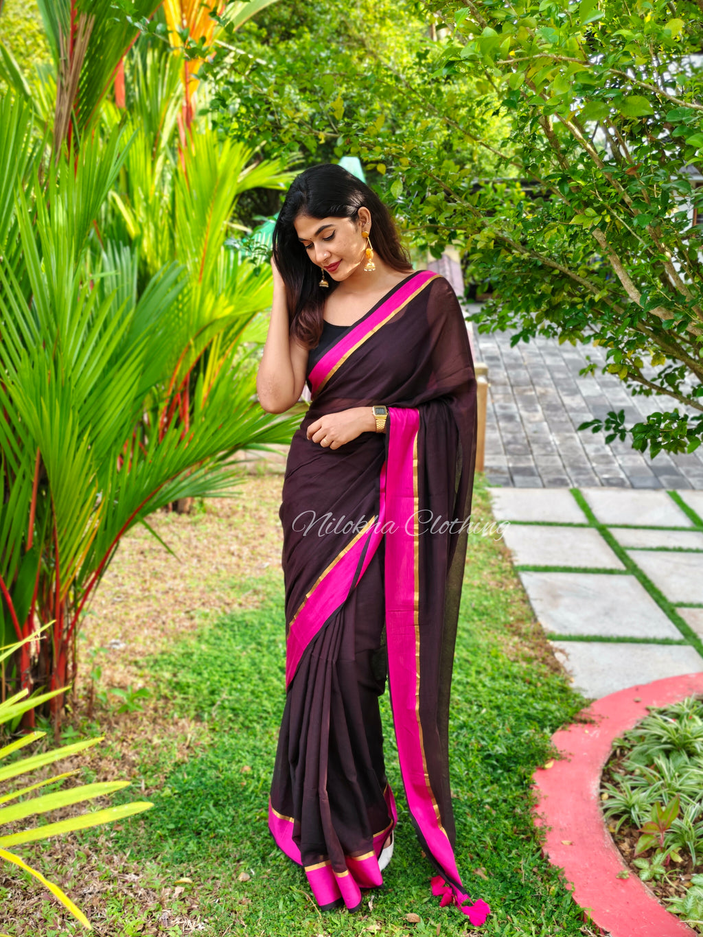120 count mul cotton saree with contrast border | NCC30