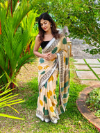 Linen cotton saree with polka dots | NCC03