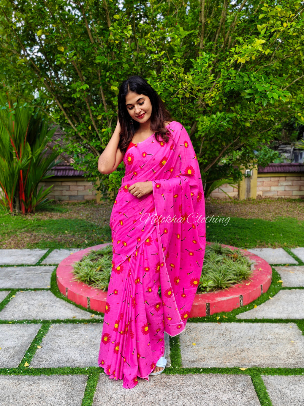 Floral mul cotton saree | NCB03
