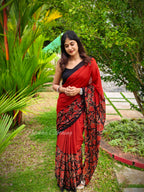 Mul cotton saree with floral border | NCB13
