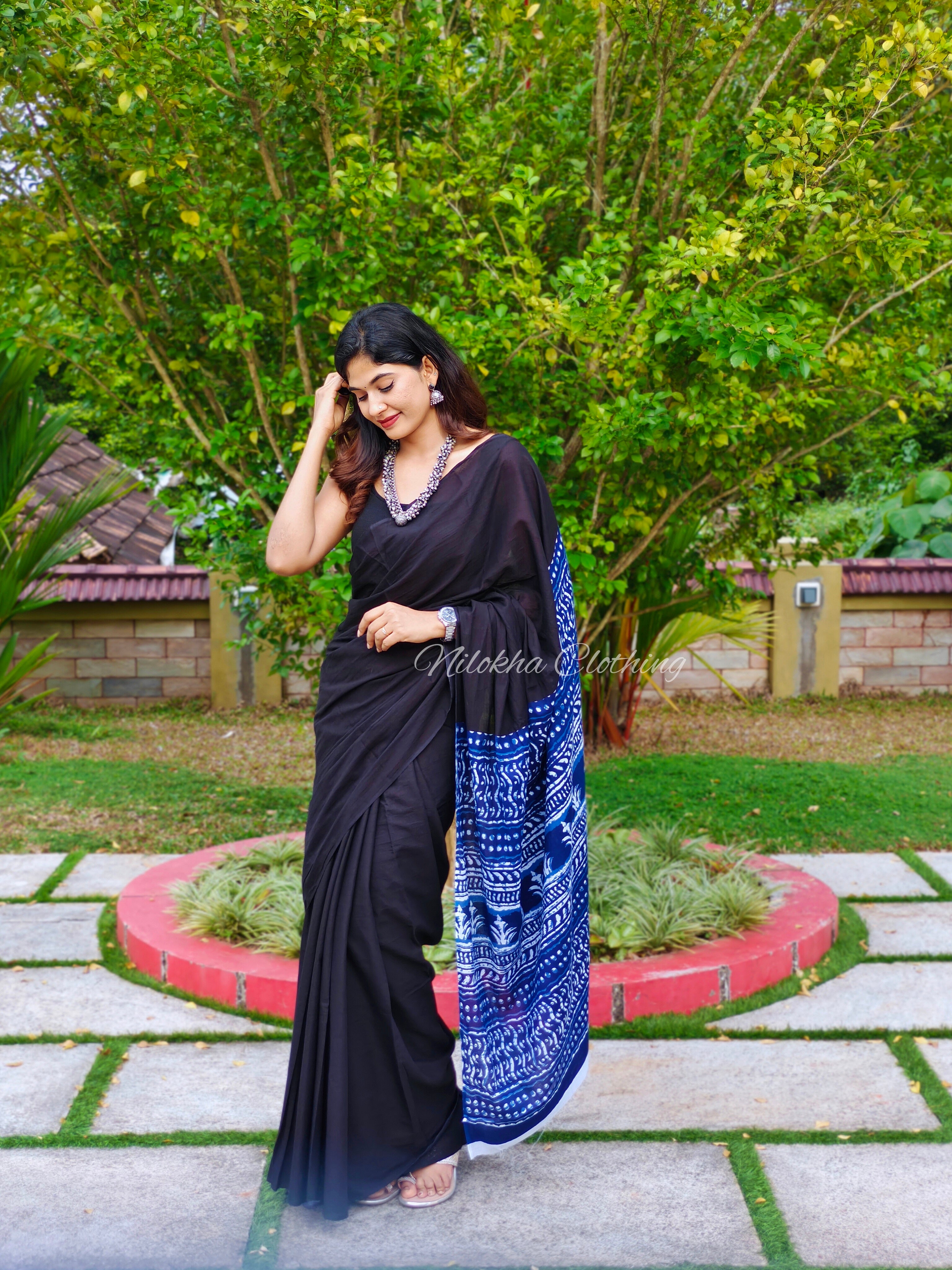 Plain mul cotton saree with contrast pallu | NCB10