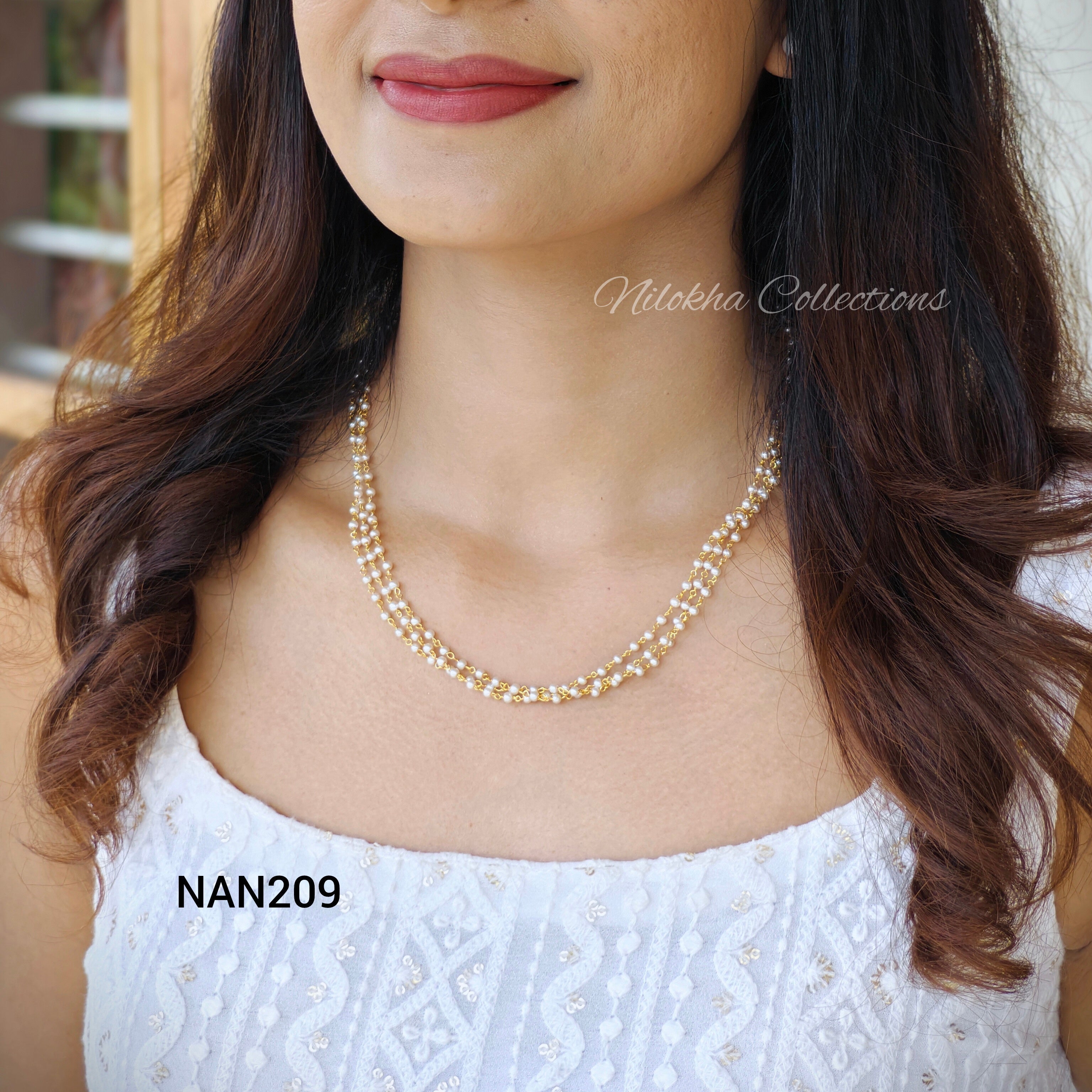 3 layer chain with small pearls | NAN263C