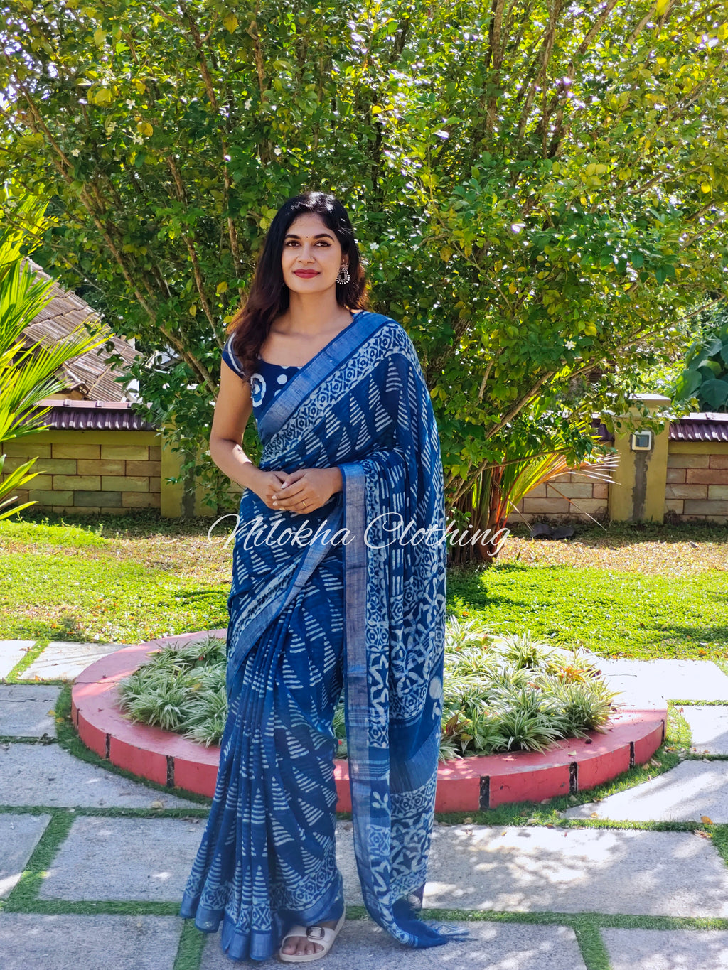 Triangle printed linen cotton saree | NCC33