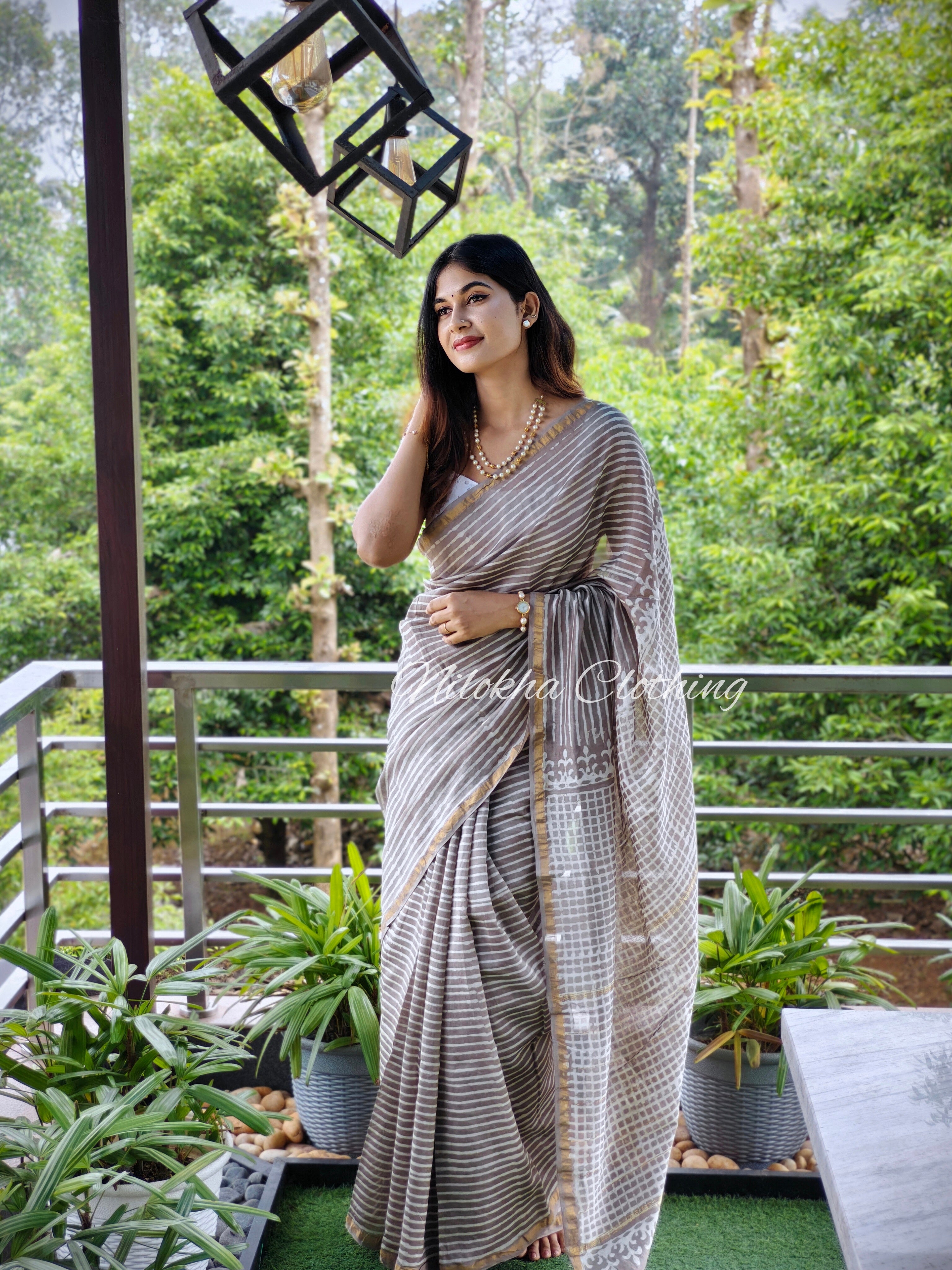 Striped chanderi silk saree | NCD04