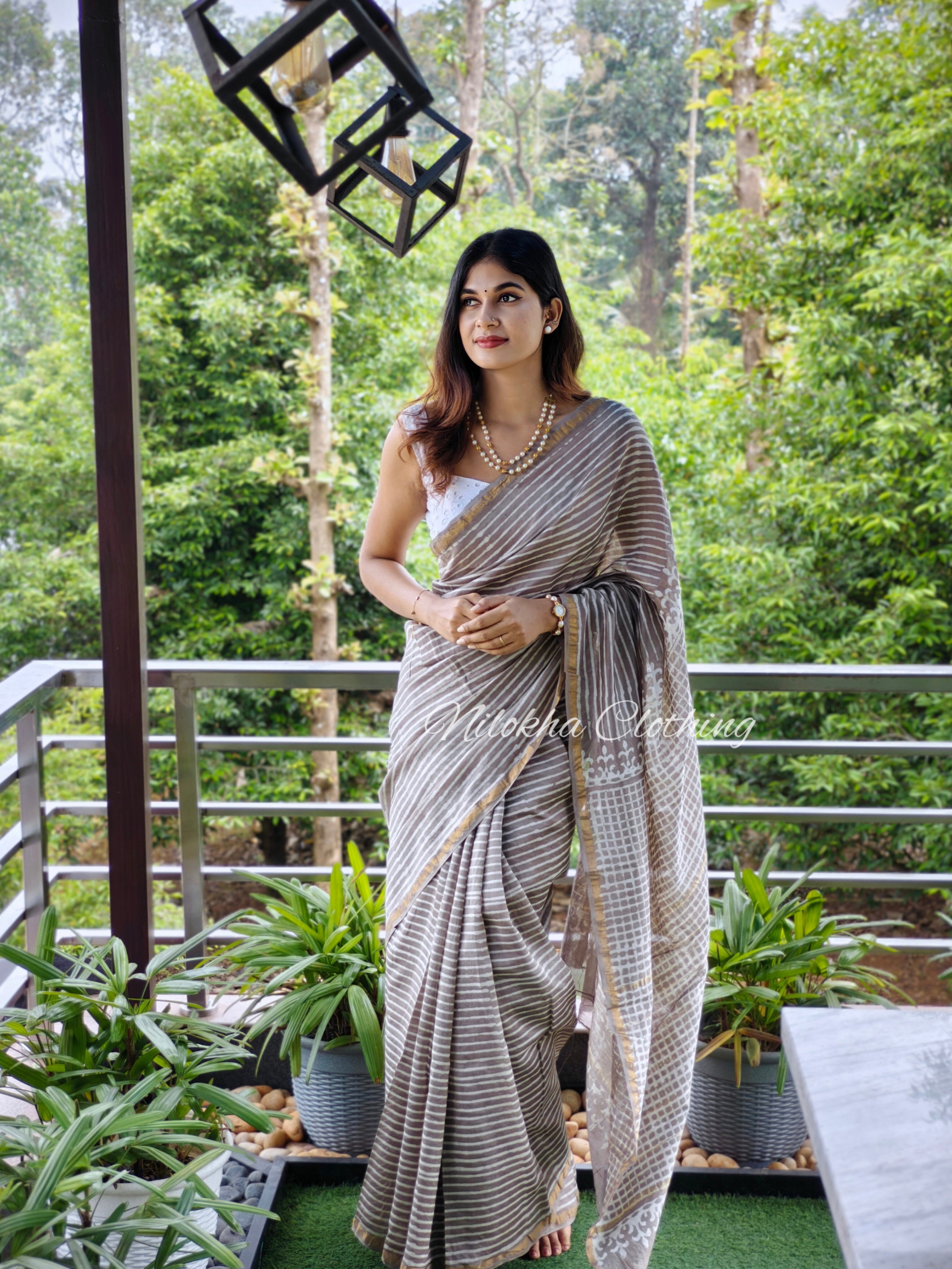 Striped chanderi silk saree | NCD04