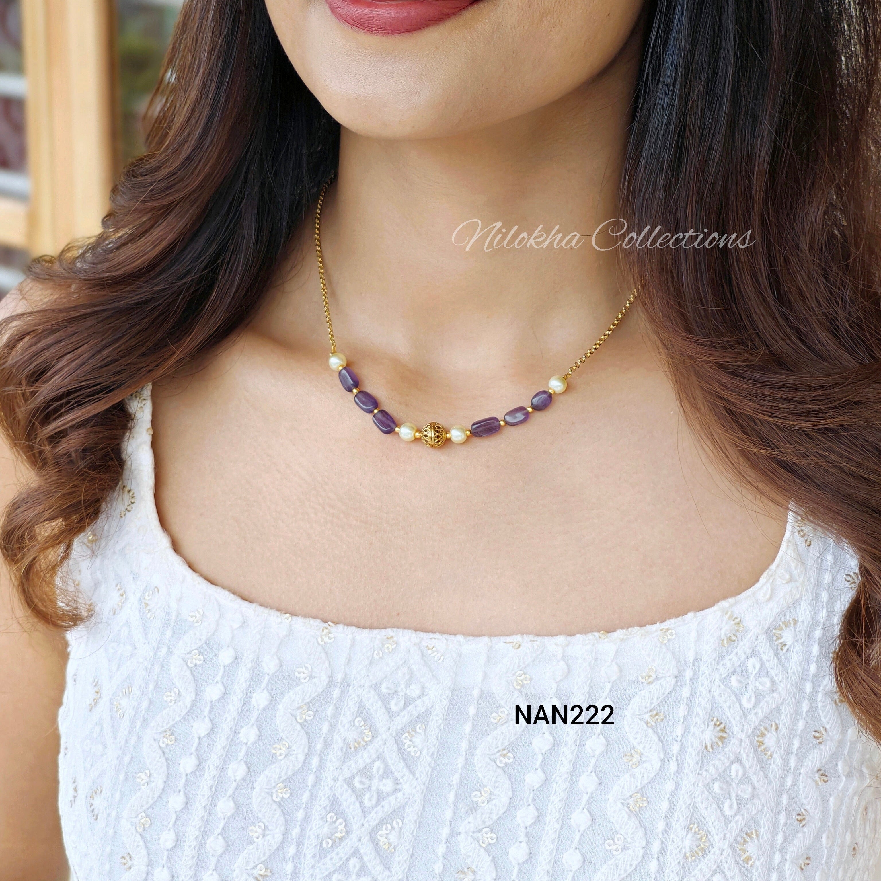 Simple Pearl Chain with Monalisa Beads |NAN222