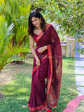 120 count mul cotton saree with zari border | NCB30