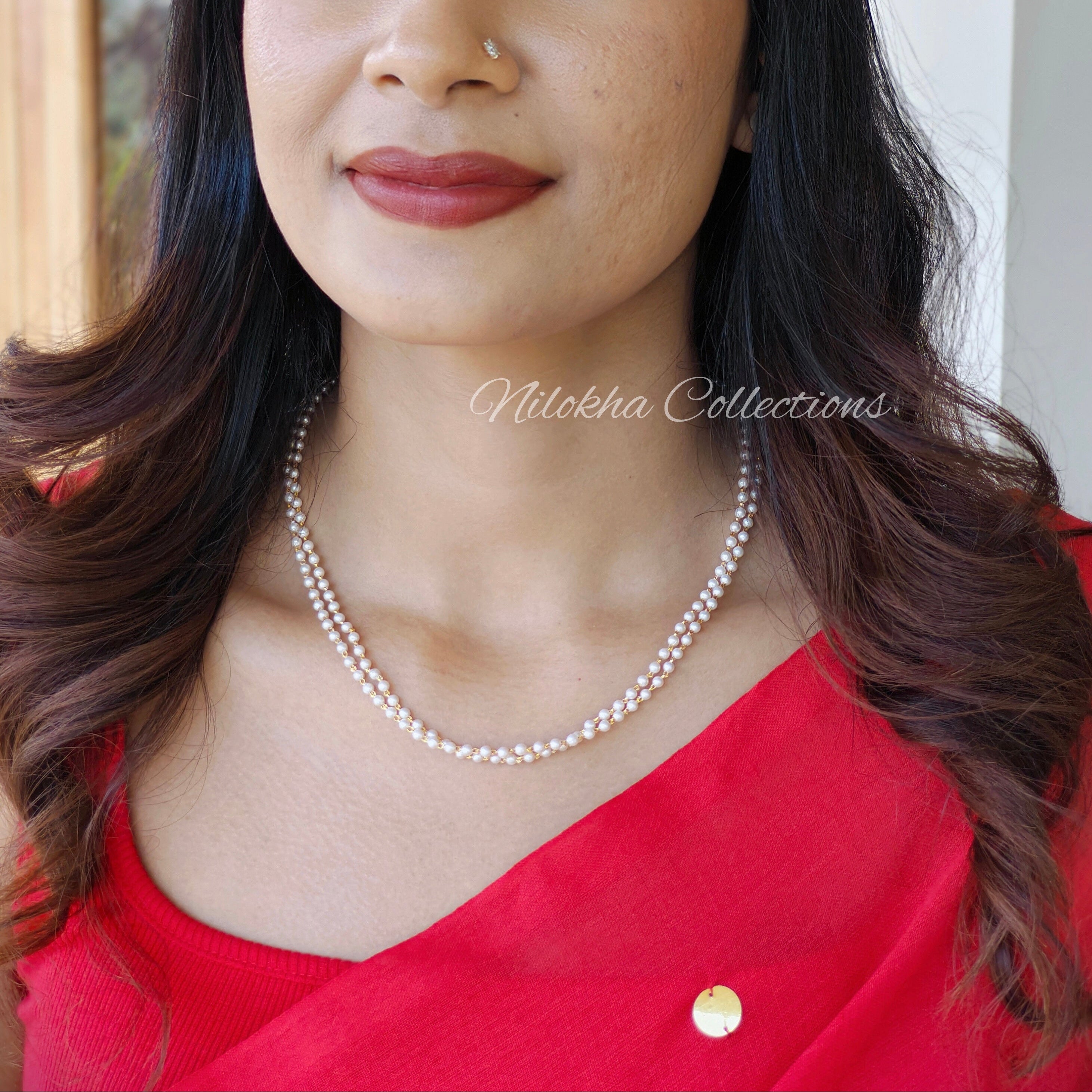 2 layer chain with small pearls | NAN237B