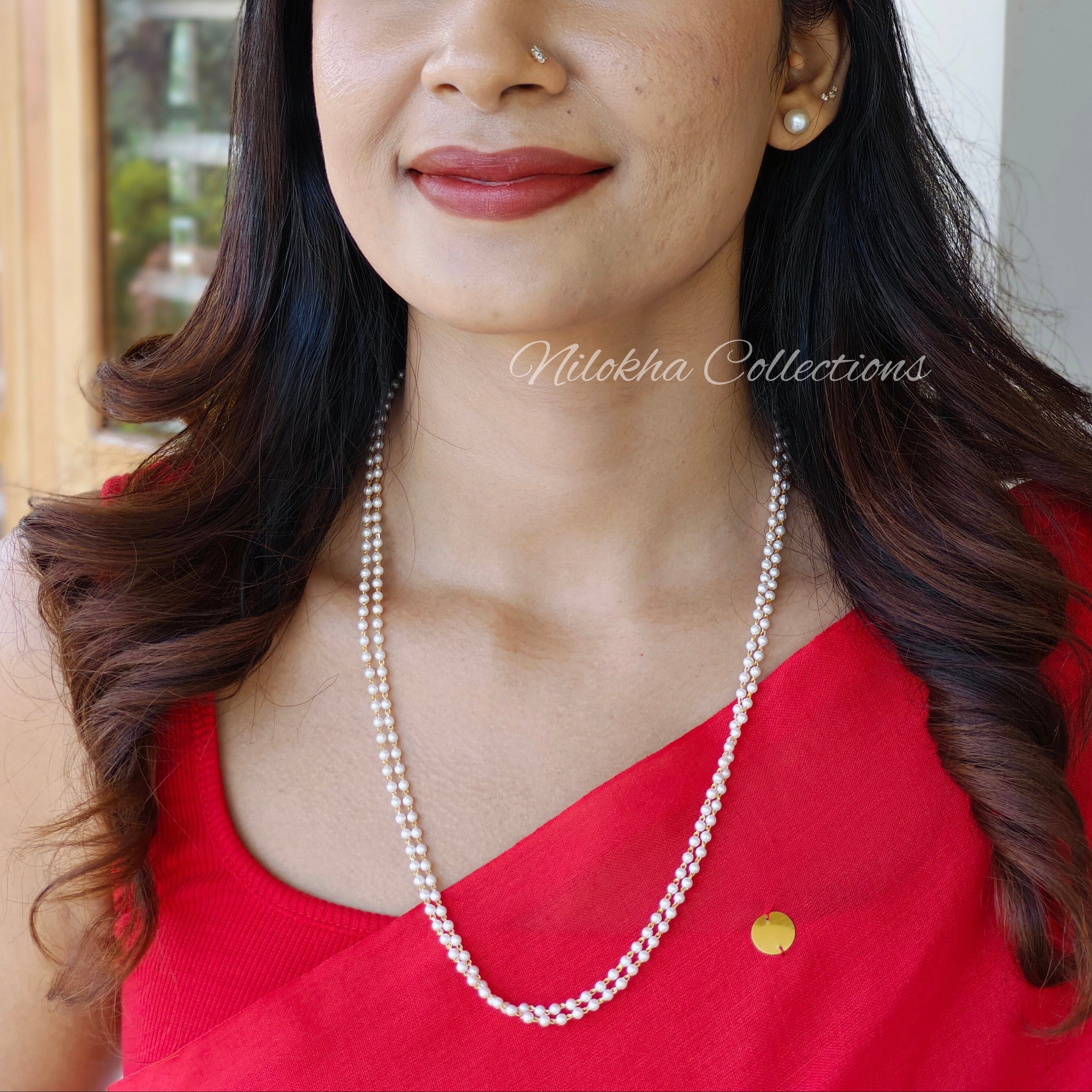 2 layer chain with small pearls | NAN238B