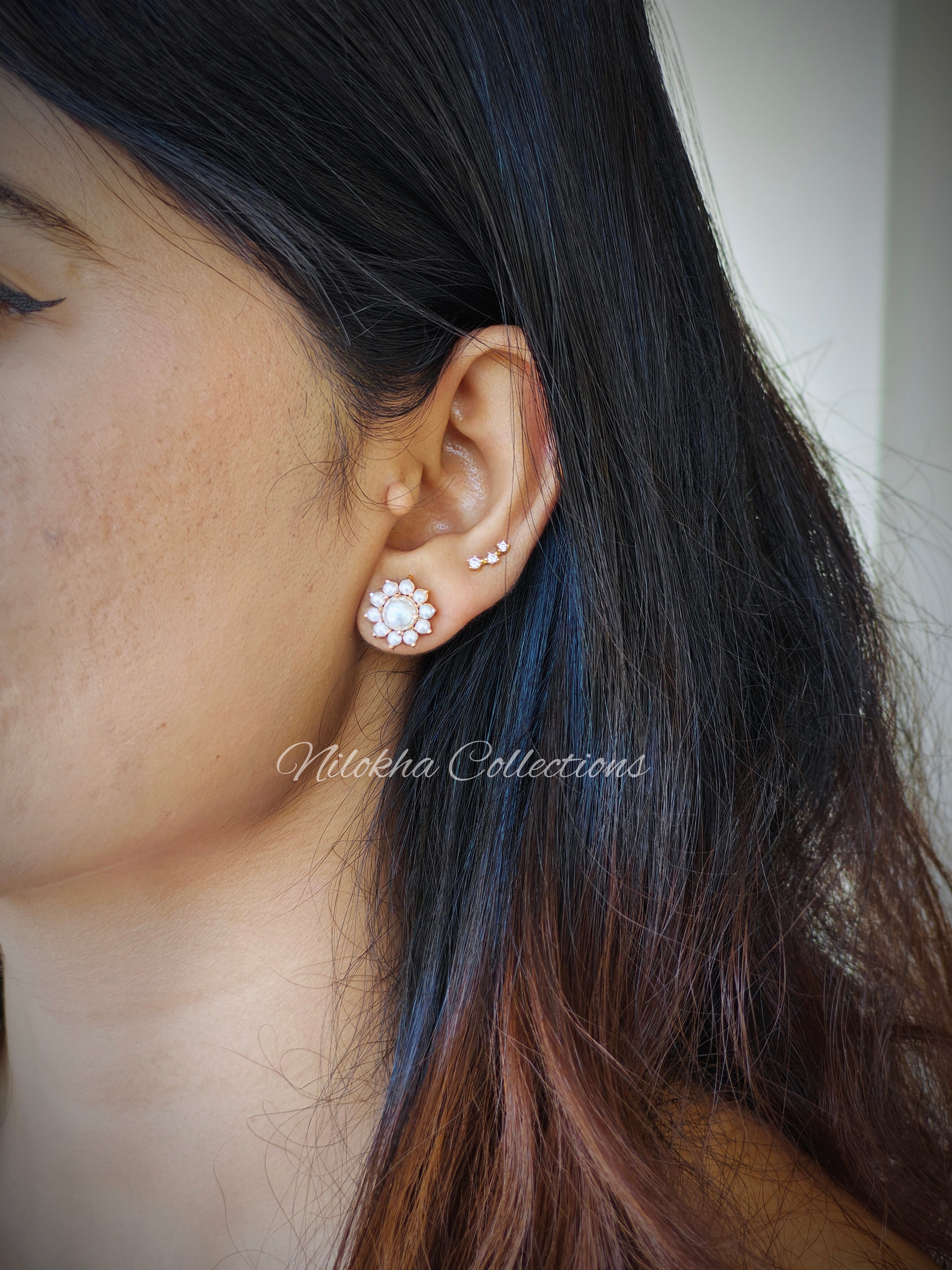 Floral pearl stud | NTE49