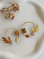 Natural stone earrings with pearls | NGE34