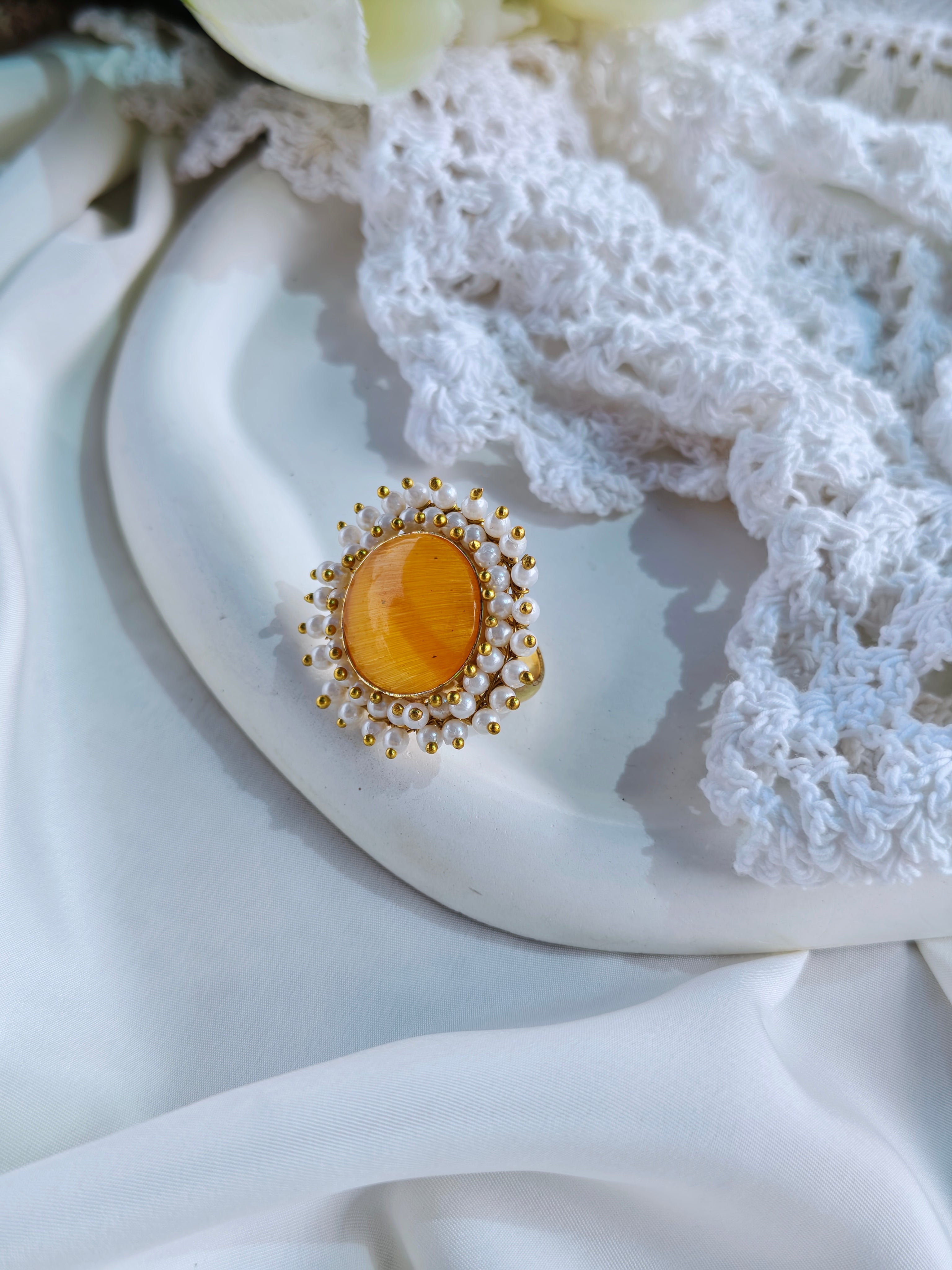 Monalisa finger ring with ghungroo pearls | NGR05