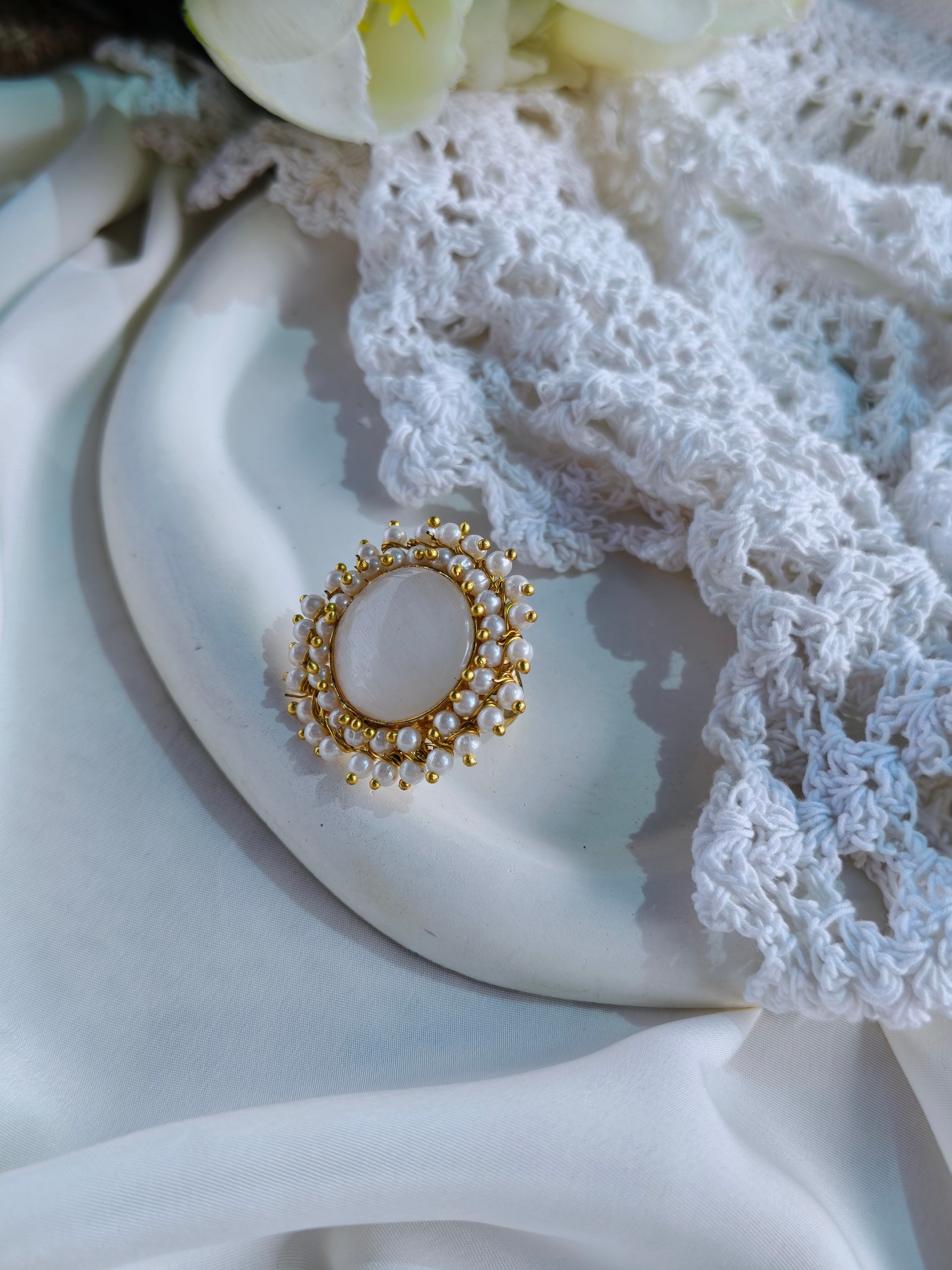 Monalisa finger ring with ghungroo pearls | NGR05