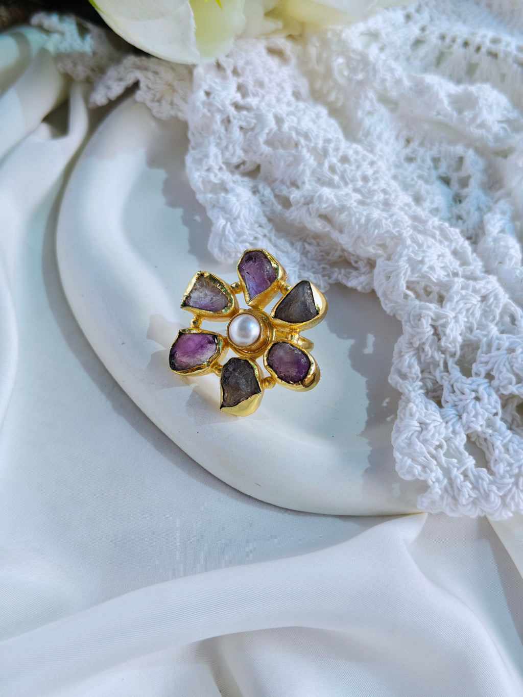 Natural stone statement finger rings | NGR08