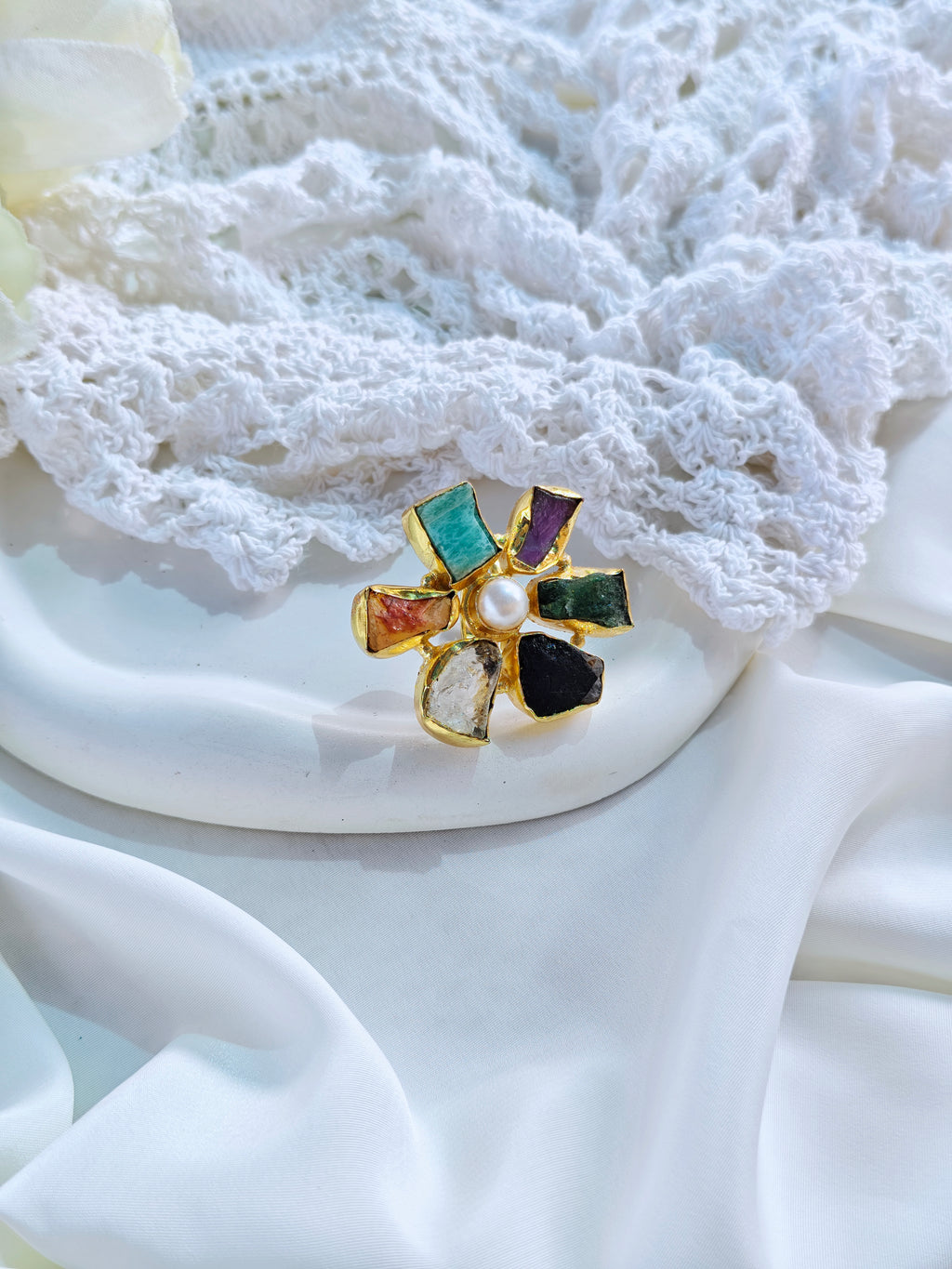 Natural stone statement finger rings | NGR08