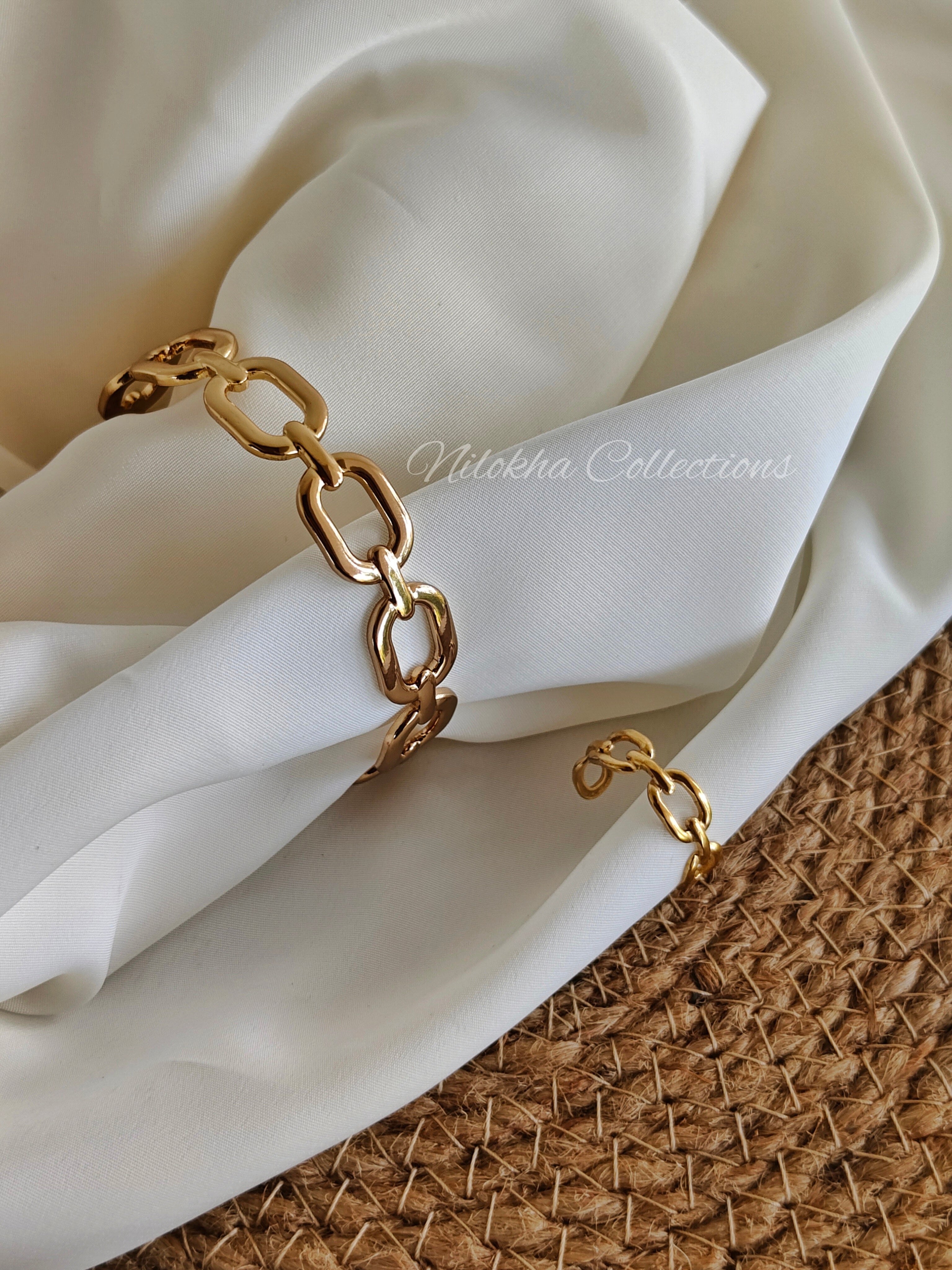 Chain pattern bracelet and finger ring combo | NTB29