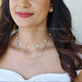 2 layer snake chain neckpiece with beads layer | NTN34
