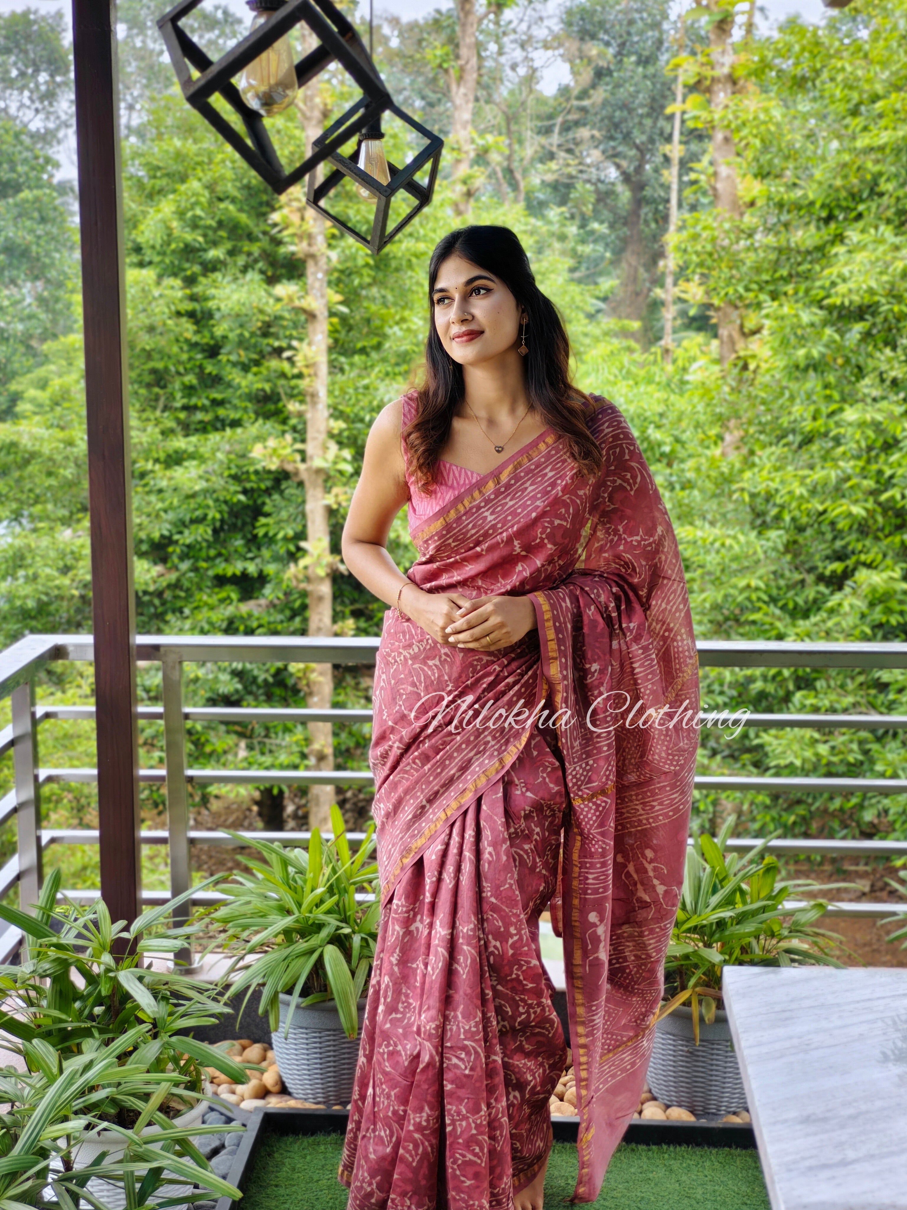Chanderi silk block printed saree | NCD03