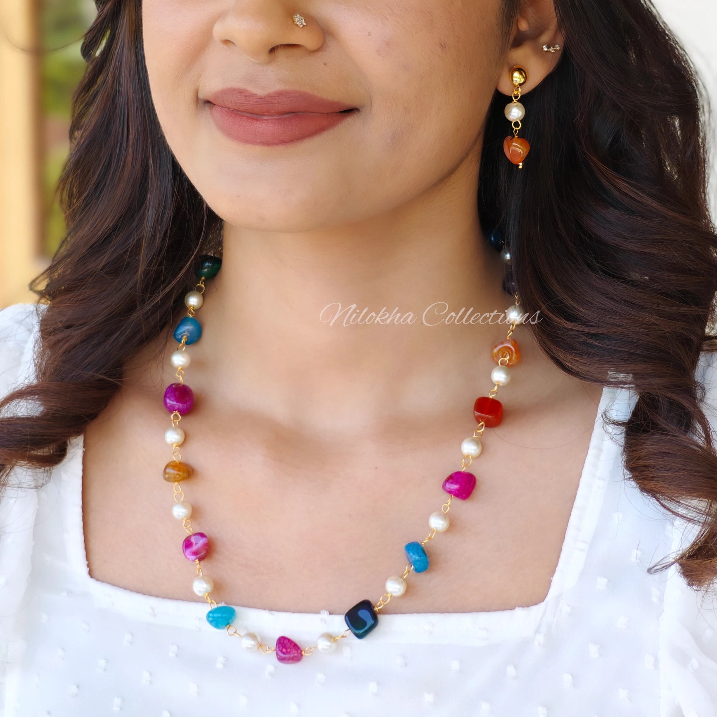 1 layer pearl chain with beads | NAN282