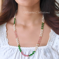 2 layer oval pearl chain with beads |NAN314