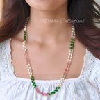 2 layer oval pearl chain with beads |NAN314