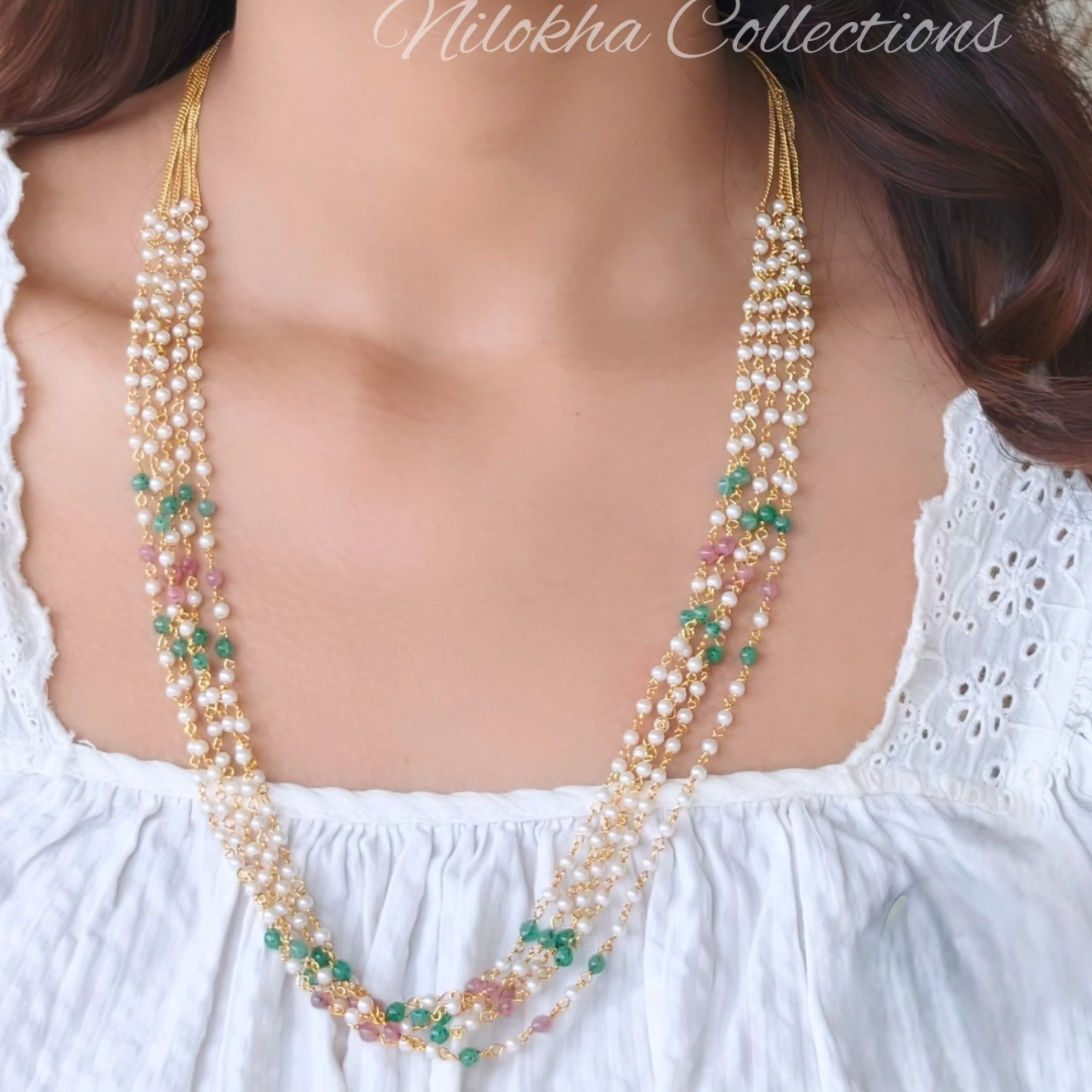 5 layer pearl chain with multi beads | NAN308B