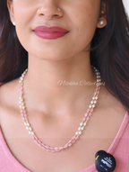 2 layer oval pearl chain with beads | NAN313