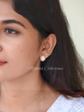 Single pearl stud hoops | NTE47