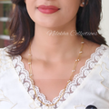 Gold look-alike 2 layer long chain with pearls | NAN316B