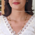 Gold look-alike 3 layer long chain with black beads | NAN317B
