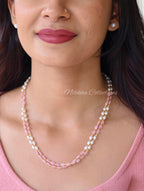 2 layer oval pearl chain with beads | NAN313