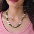 2 layer oval pearl chain with beads | NAN313