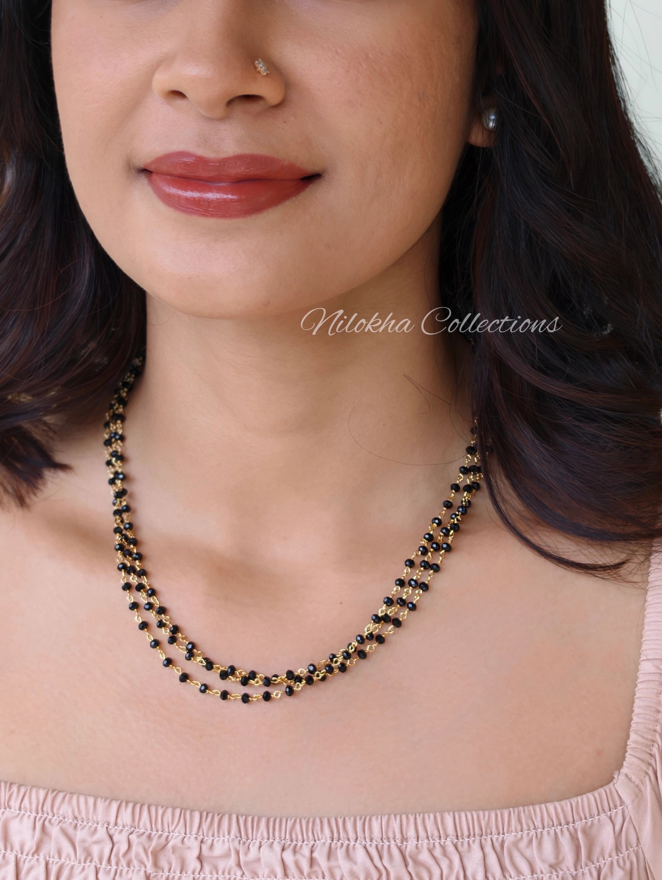 3 layer black crystal chain | NAN327