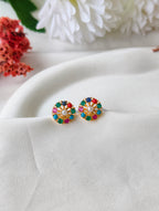 Floral pearl studs with stone | NTE33